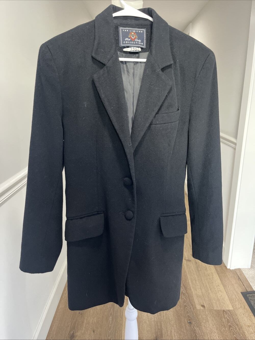 Vintage The Limited Womens Small Black Cashmere Wool Blazer Two Button Coat